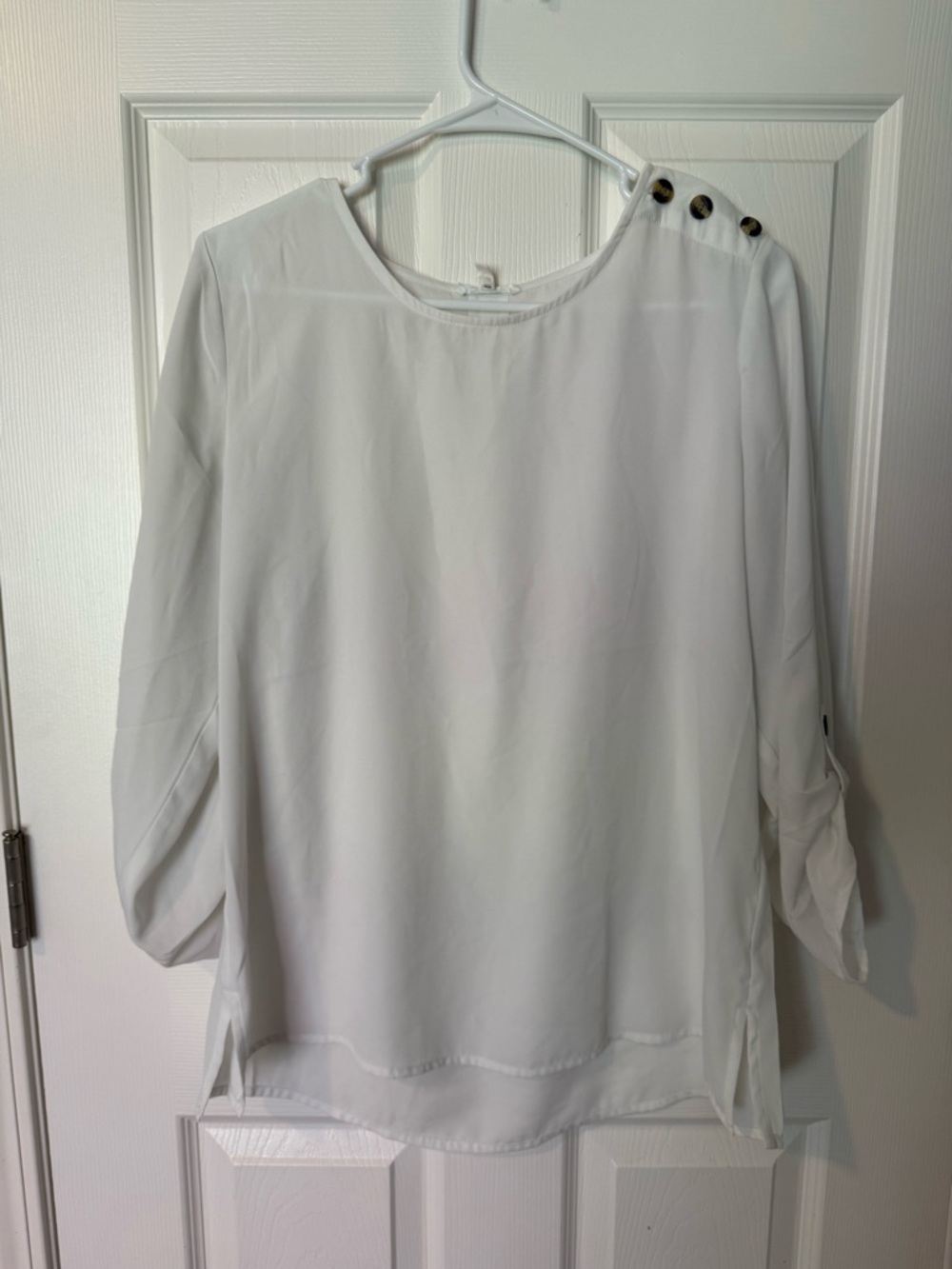 Maurice’s Classic White Button-Shoulder Blouse - Women's Top